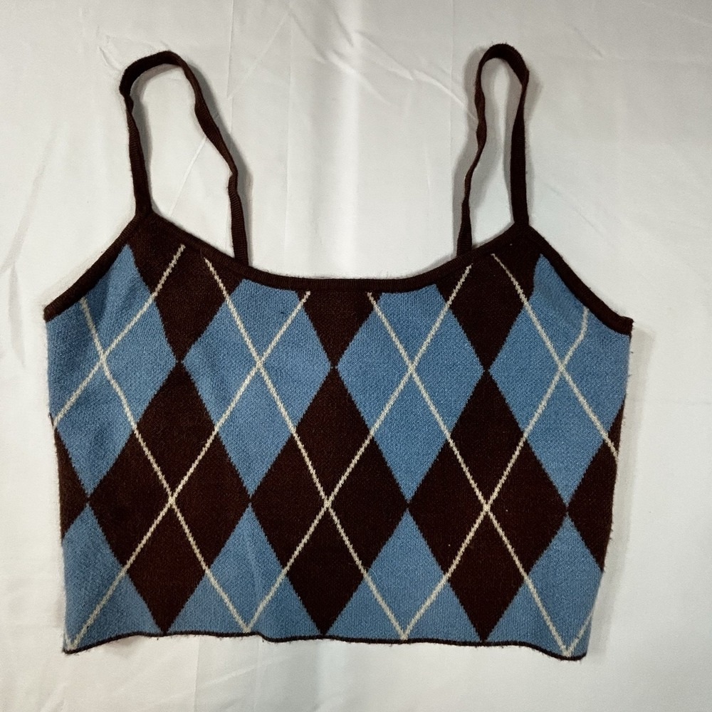 Kendall & Kylie size‎ M Crop Tank Top Argyle